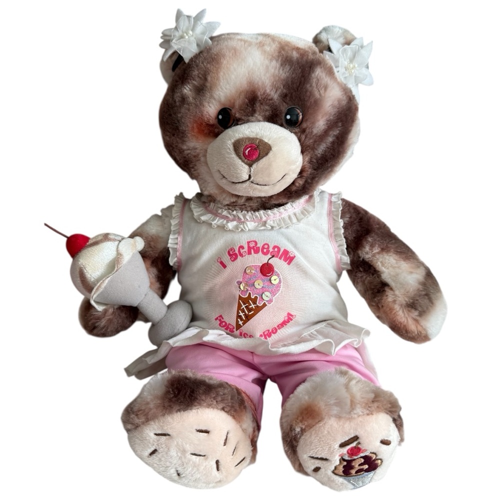 BUILD A BEAR Baskin Robbins Ice Cream Hot Fudge Sundae Plush Toy and Accessories